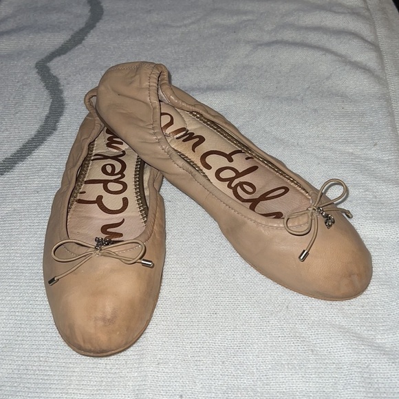 Sam Edelman Felicia soft leather ballet flats in natural tan soft beige Sz 9 - Picture 1 of 11